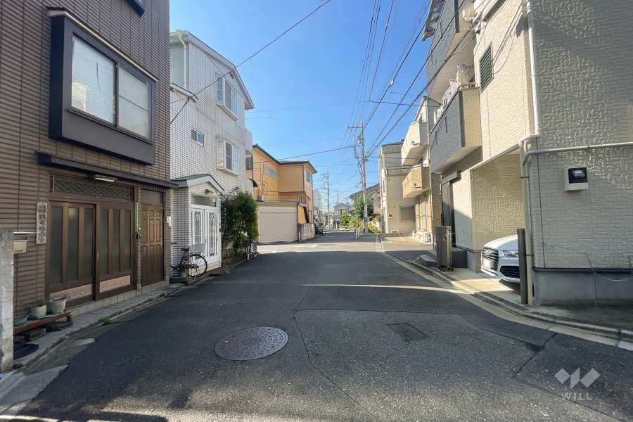 敷地西側の前面道路（北側から）