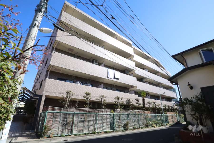 オリンポス四ツ木の外観（南西側から）