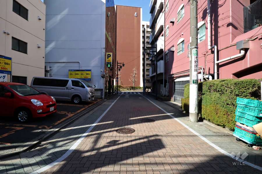 敷地西側の前面道路(南側から)
