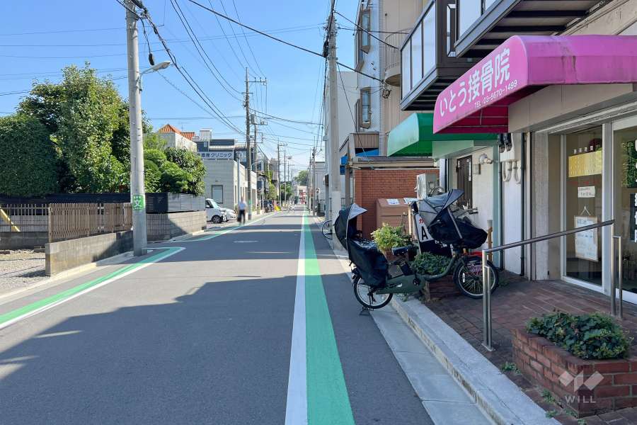 敷地北東側の前面道路（北西側から）