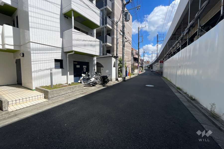 敷地の南側前面道路（西側から）