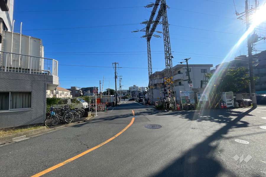 敷地南側の前面道路（西側から）