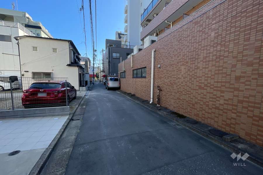 敷地の北側前面道路（西側から）