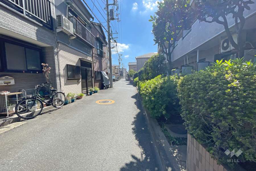 敷地東側の前面道路（北側から）