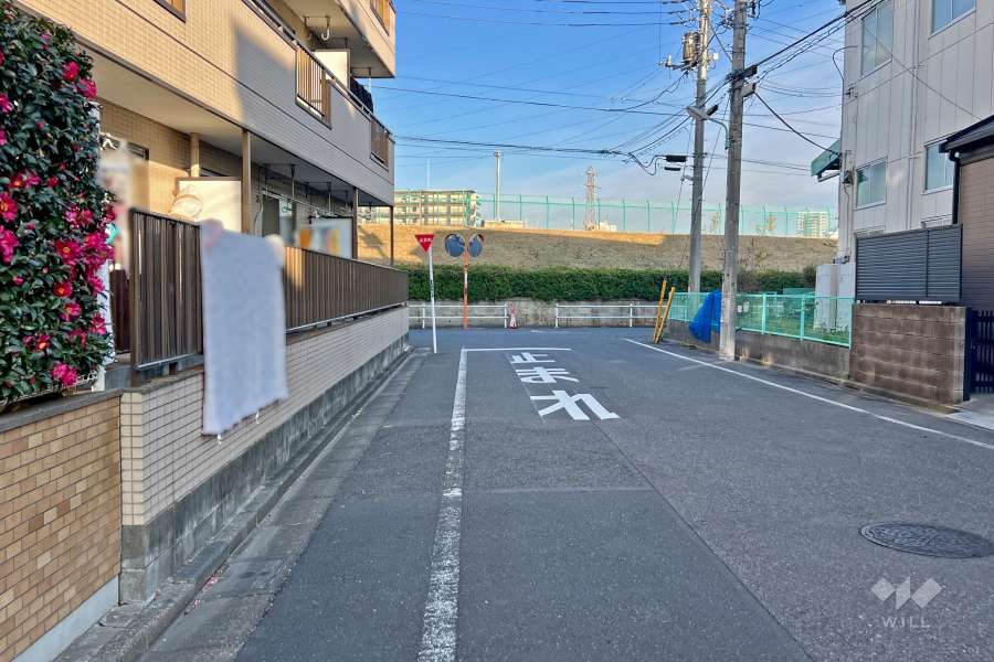 敷地南側の前面道路（西側から）