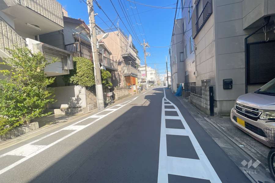 敷地南側の前面道路（西側から）