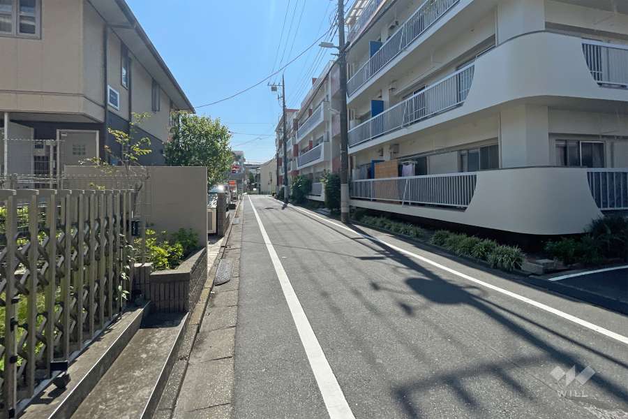 敷地東側の前面道路（北側から）
