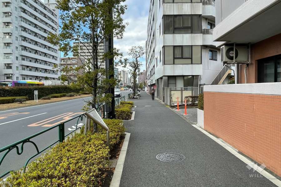 敷地西側の前面道路
