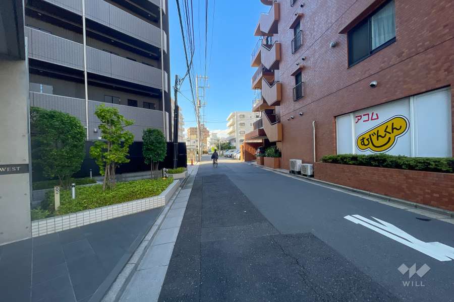 敷地北東側の前面道路（南東側から）