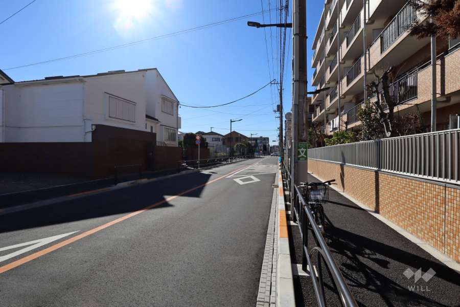 敷地南東側の前面道路(北東側から)