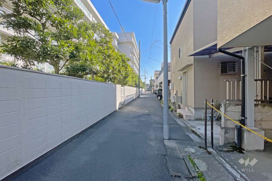 敷地の南側前面道路（西側から）