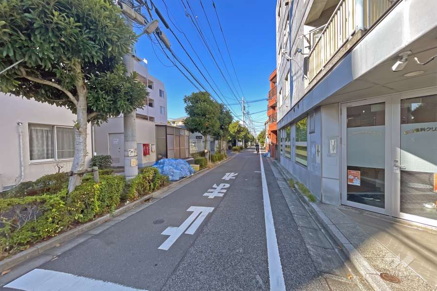 敷地の北側前面道路（西側から）