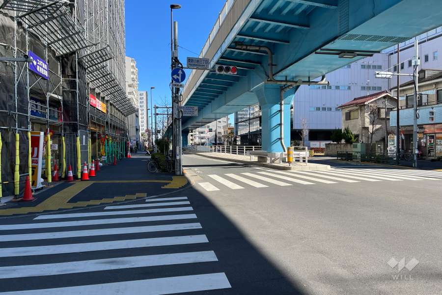敷地の南東側前面道路（南西側から）