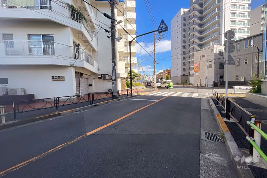 敷地南西側の前面道路（北西側から）