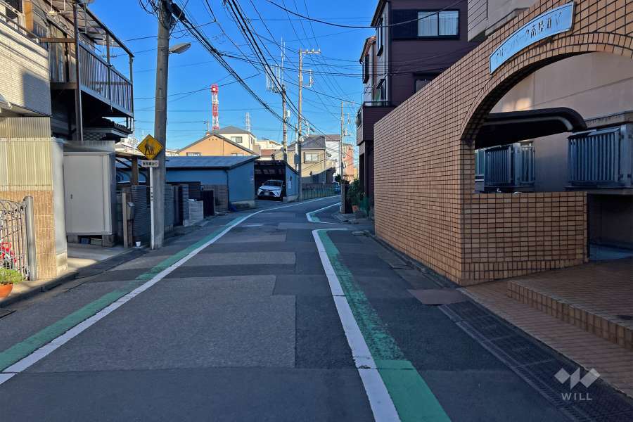 敷地北側の前面道路（西側から）