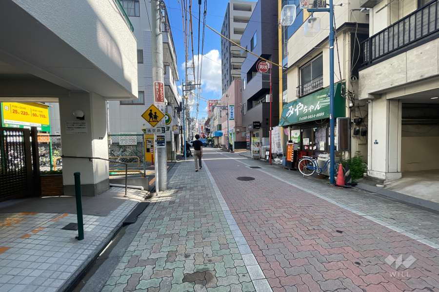 敷地の南側前面道路（西側から）