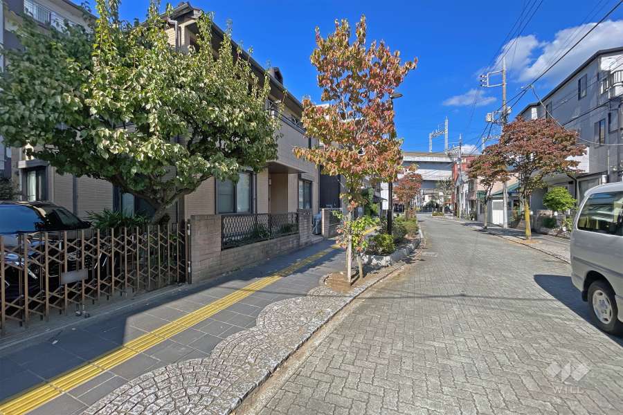 敷地の南東側前面道路（南西側から）