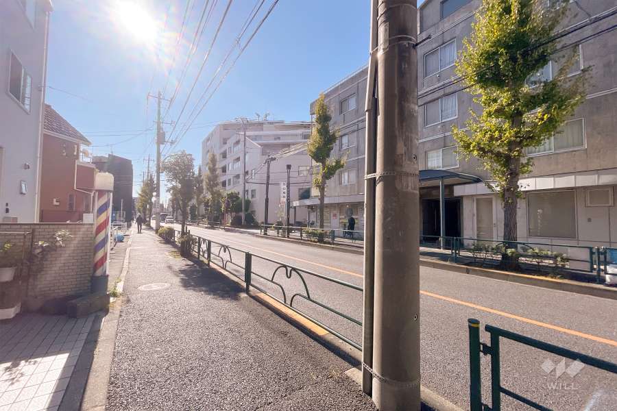 敷地西側の前面道路（北側から）