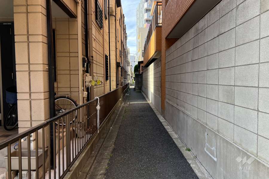 敷地の南側前面通路（東側から）