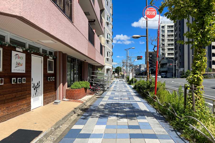 敷地南側の前面道路（西側から）