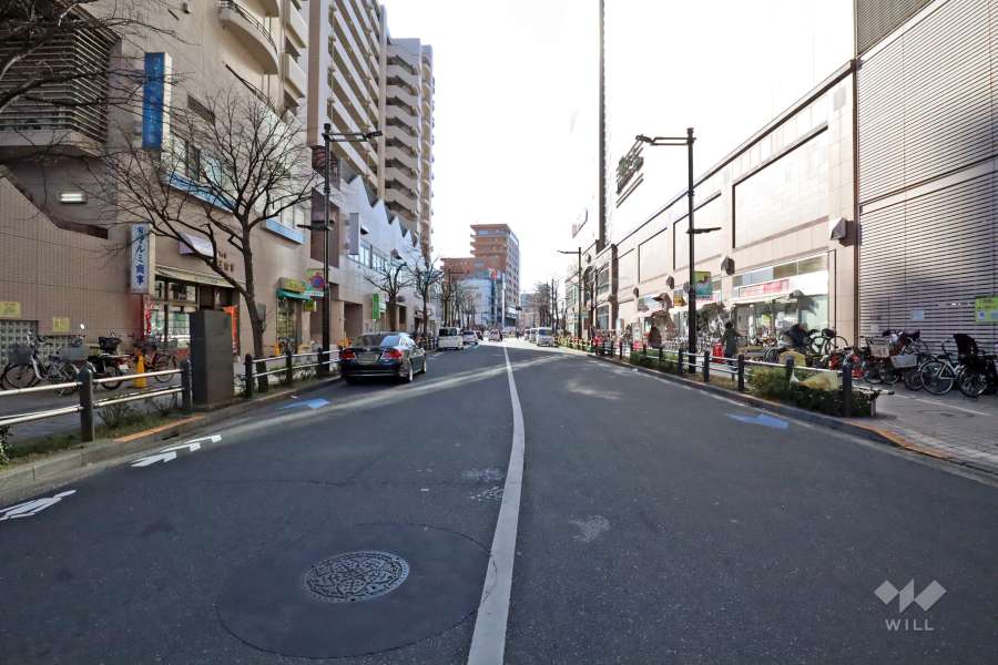 敷地北西側の前面道路(北東側から)