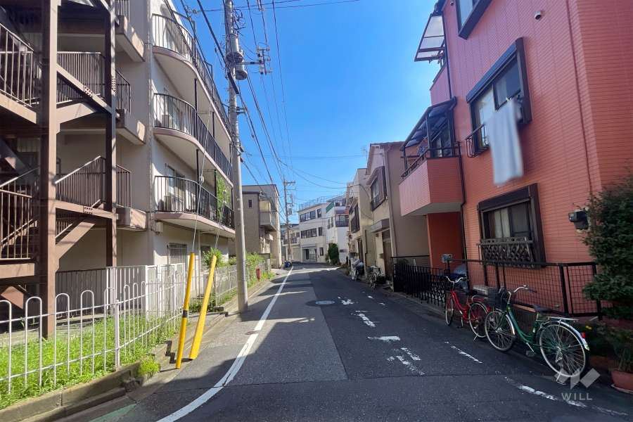 敷地西側の前面道路（北側から）