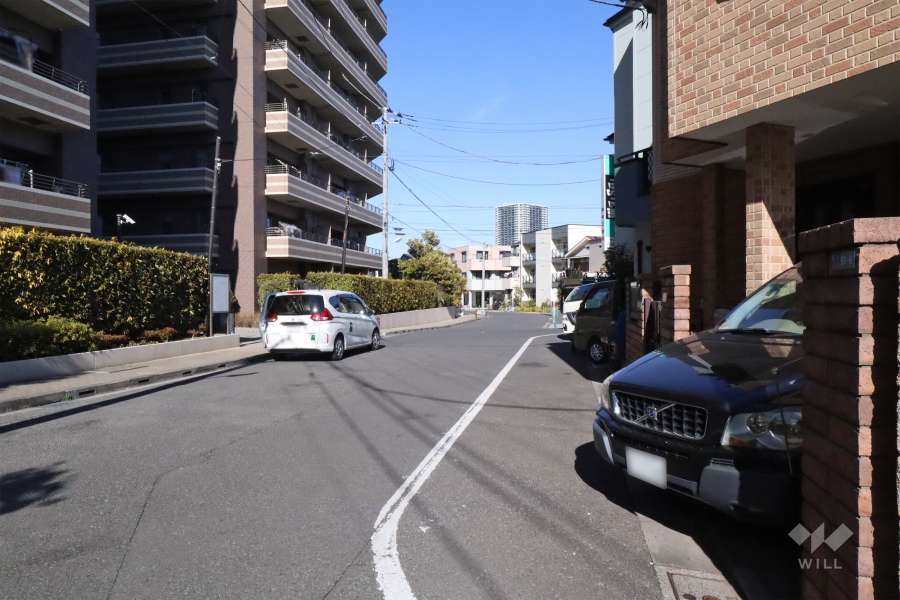 敷地南東側の前面道路(南西側から)
