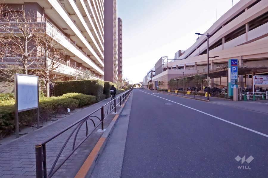 敷地南西側の前面道路(北西側から)