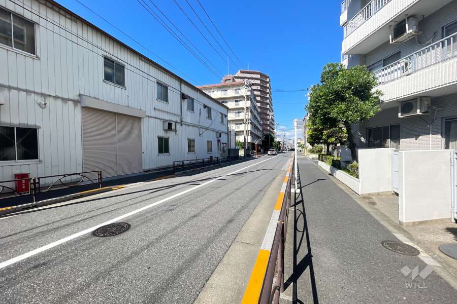 敷地西側の前面道路（南側から）