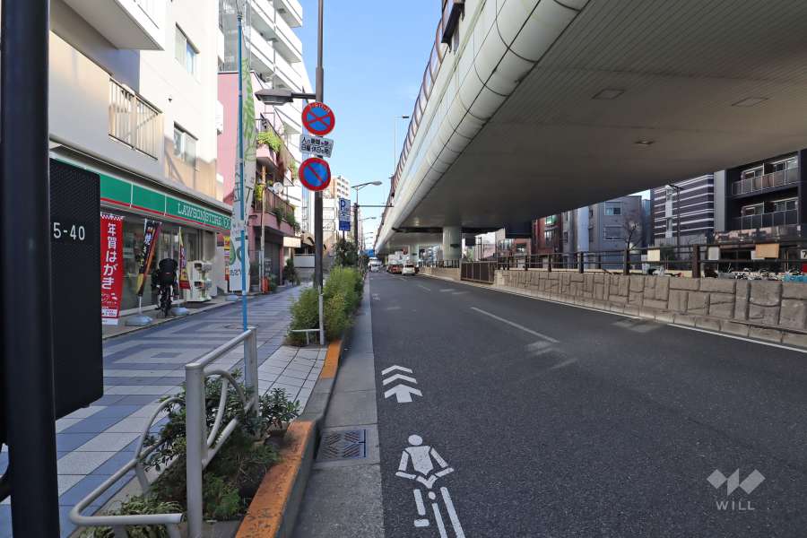 敷地南東側の前面道路(南西側から)(水戸街道)