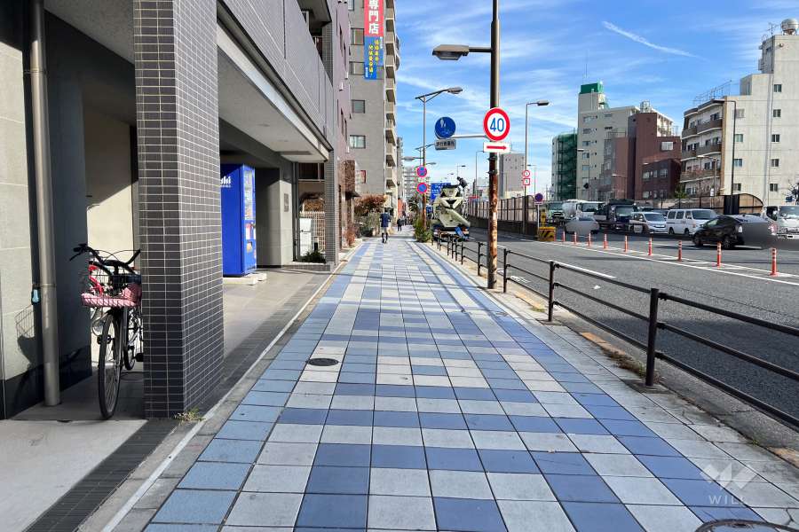 敷地の西側前面道路（北側から）