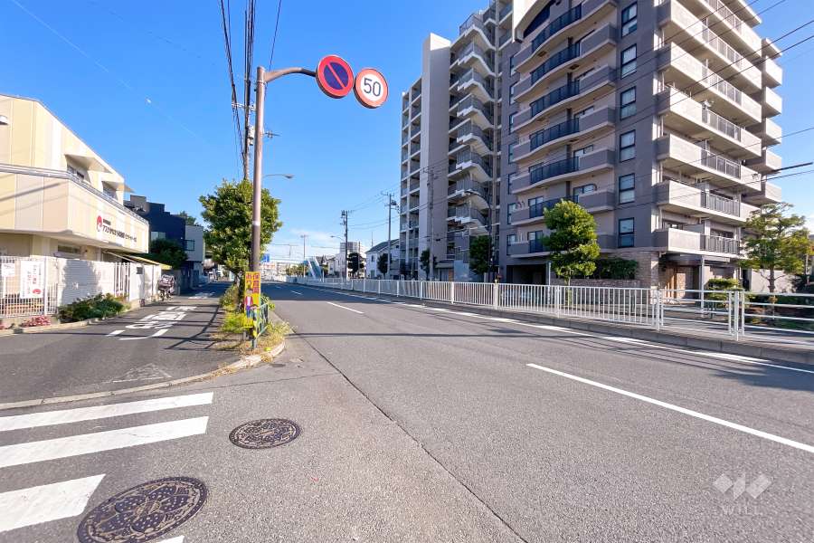 敷地西側の前面道路（南側から）