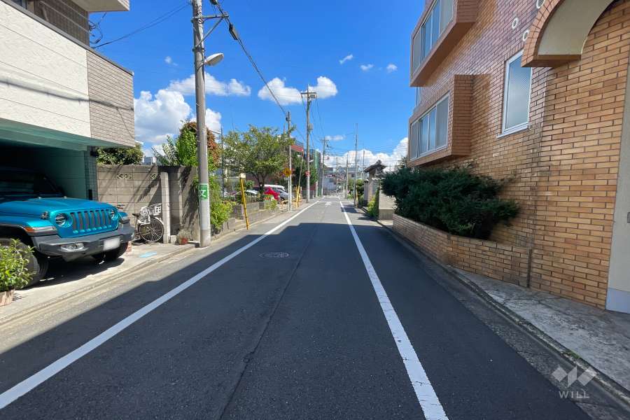 敷地の北側前面道路（西側から）
