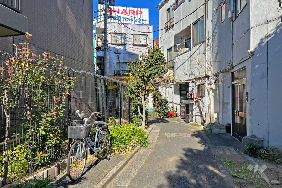 敷地の南東側前面道路（南西側から）