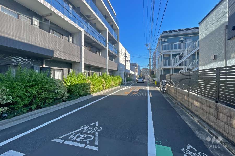 敷地西側の前面道路（北側から）