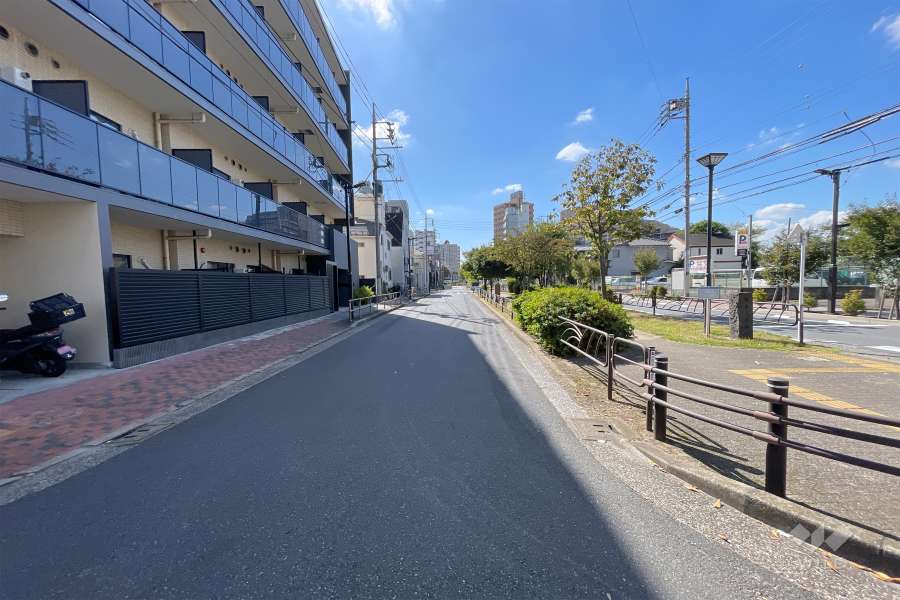 敷地西側の前面道路（北側から）