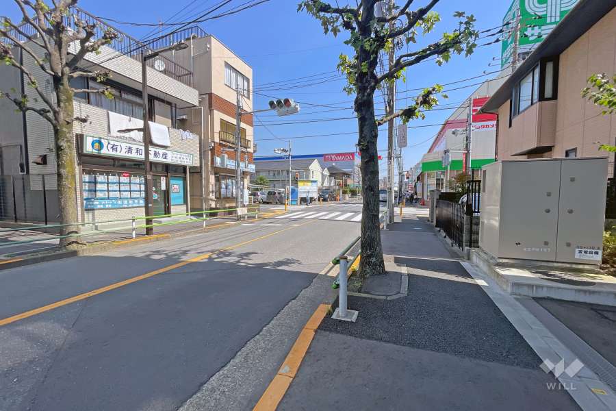 敷地の北側前面道路（西側から）