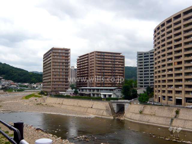 サンフル宝塚シティブレスの遠景（武庫川の対岸から）