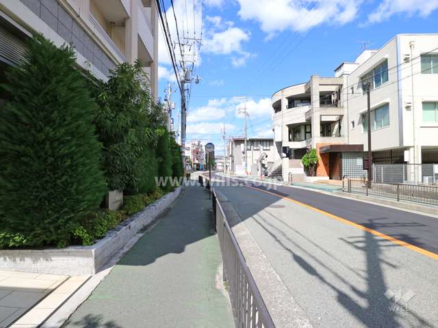 敷地内東側の前面道路（北側から）