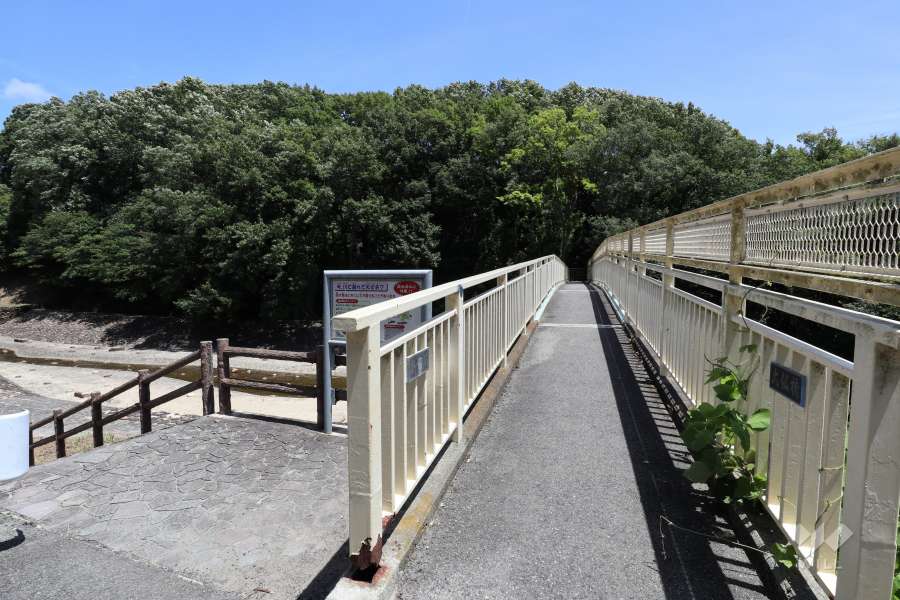 敷地から南側へ約20ｍの距離にある大仏橋。砂防ダムを渡り鴨子ケ原3丁目へと続きます。