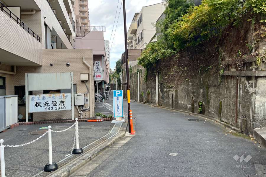 敷地の東側前面道路（南側から）