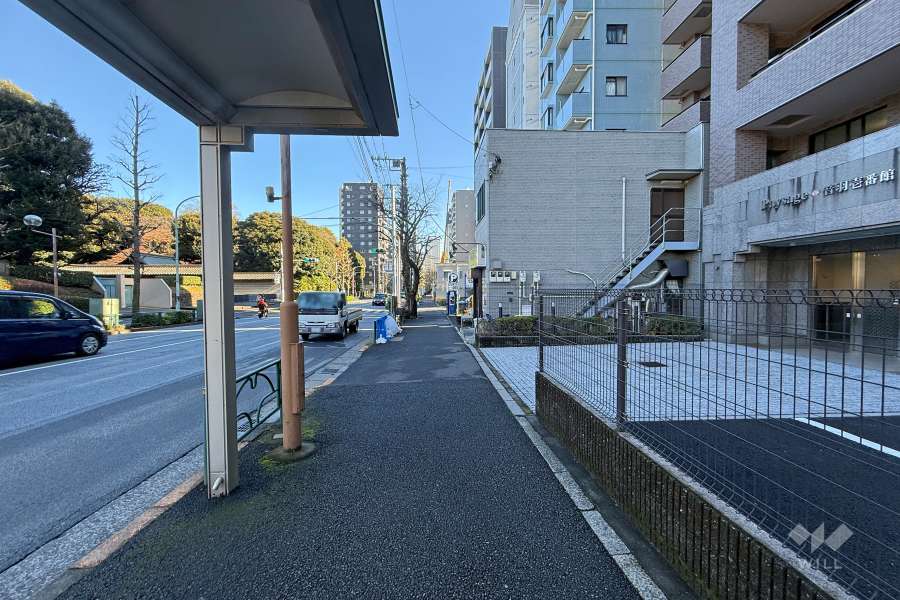 敷地の北側前面道路（西側から）