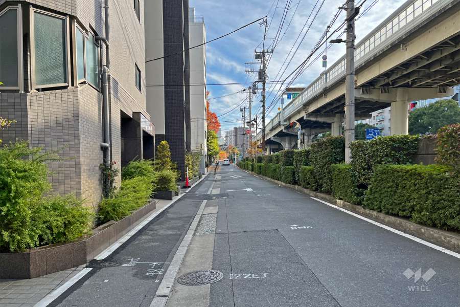 敷地の南側前面道路（西側から）