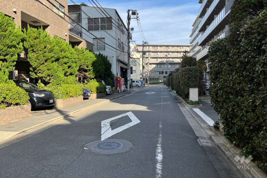 敷地の東側前面道路（南側から）