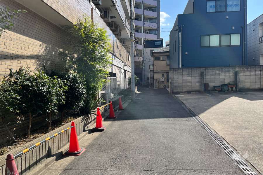 敷地の南西側前面道路（北西側から）
