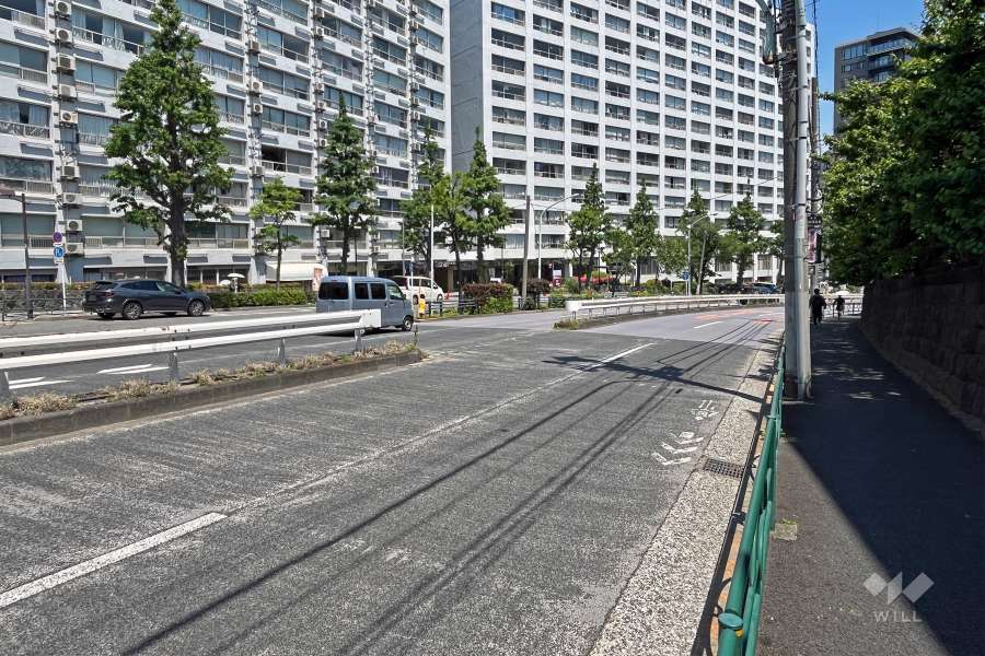 敷地の南側前面道路（西側から）