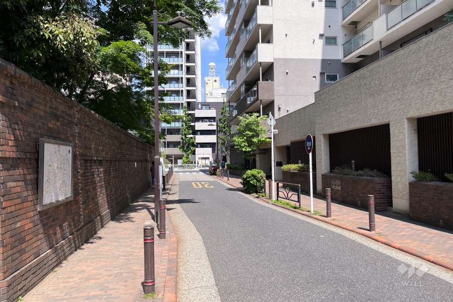 敷地北側の前面道路（西側から）