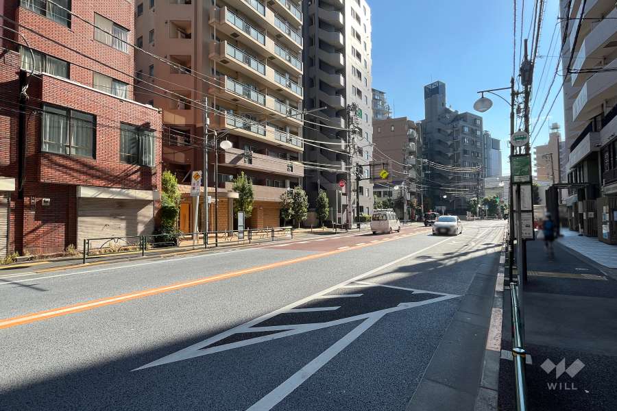 敷地西側の前面道路