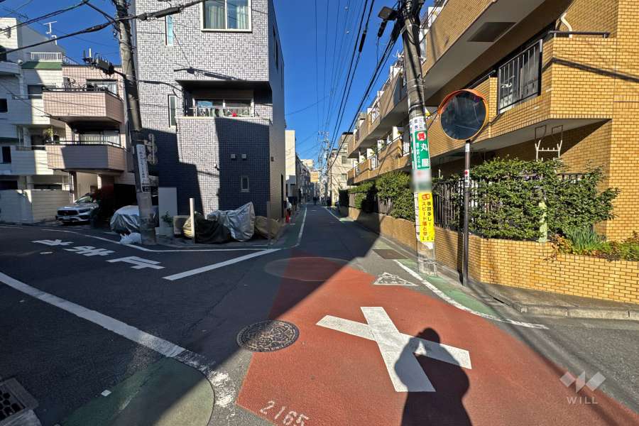 敷地南西側の前面道路（南東側から）