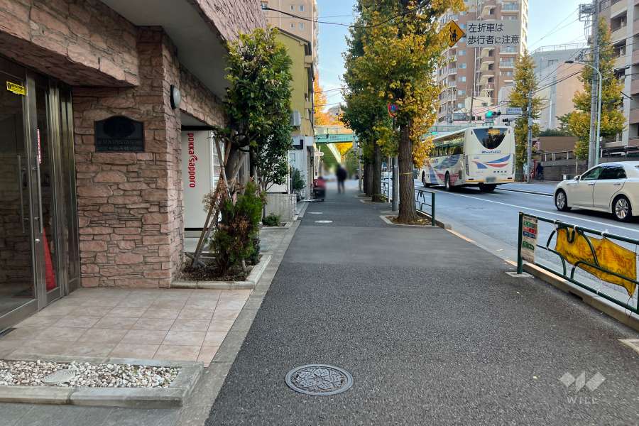 敷地西側の前面道路